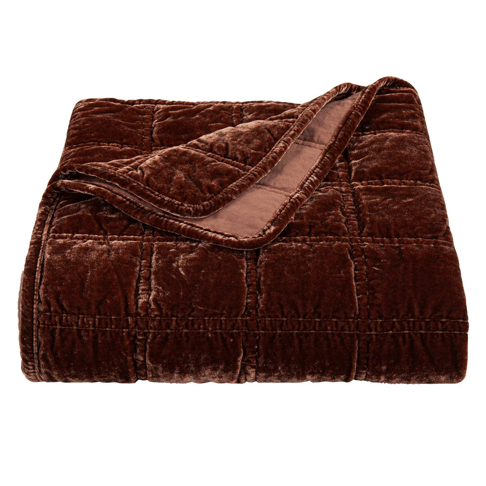 Emily Faux Silk Velvet Box Stitch Throw