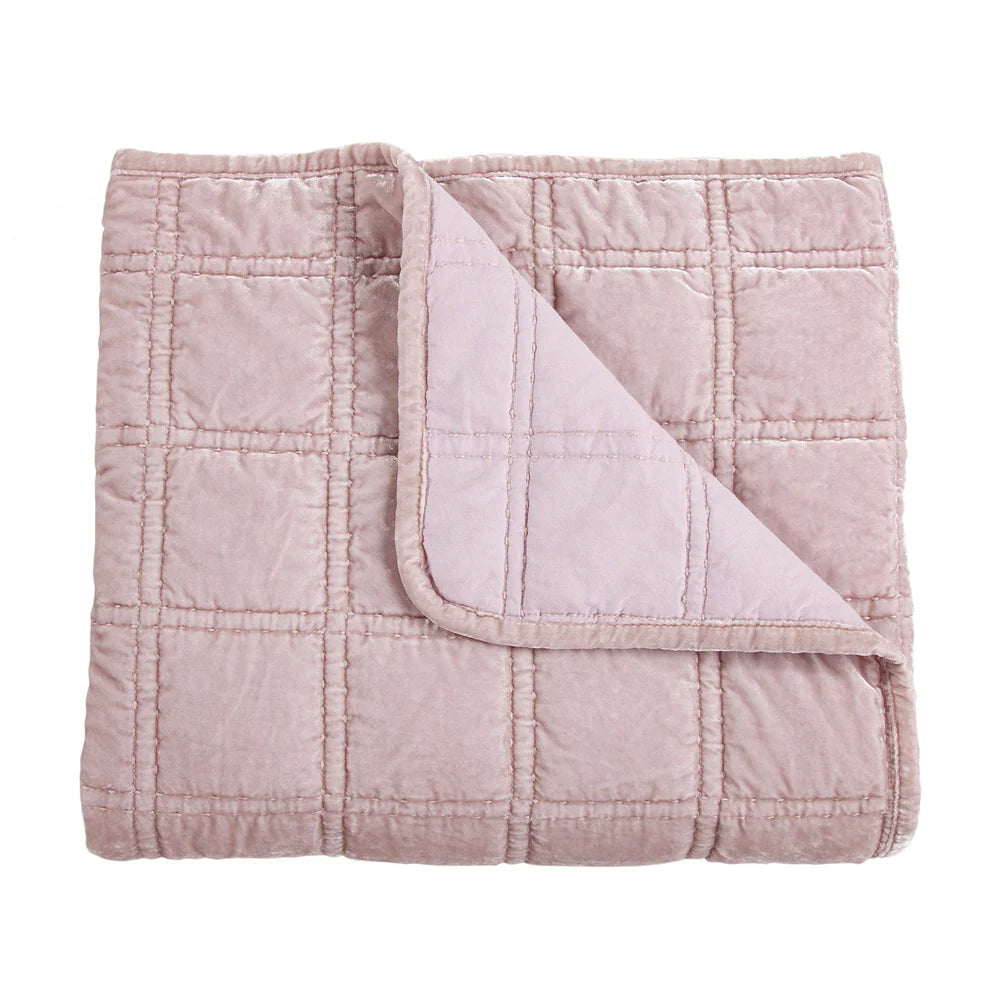 Emily Faux Silk Velvet Box Stitch Throw