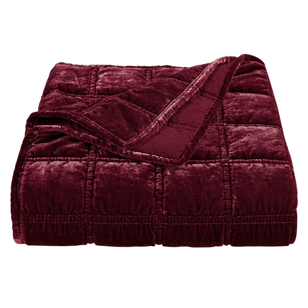 Emily Faux Silk Velvet Box Stitch Throw