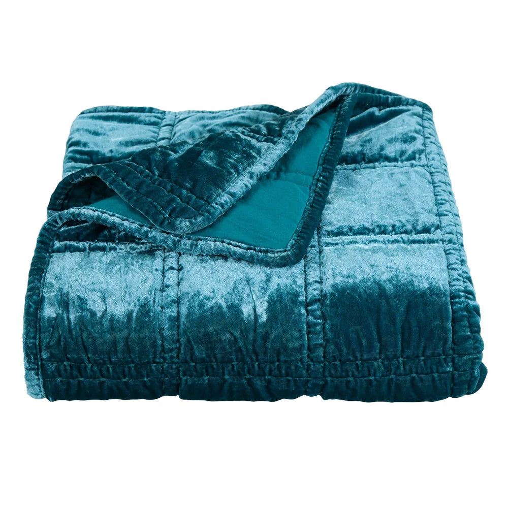 Emily Faux Silk Velvet Box Stitch Throw