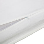 Close-up of a white fabric with a zipper on a white background