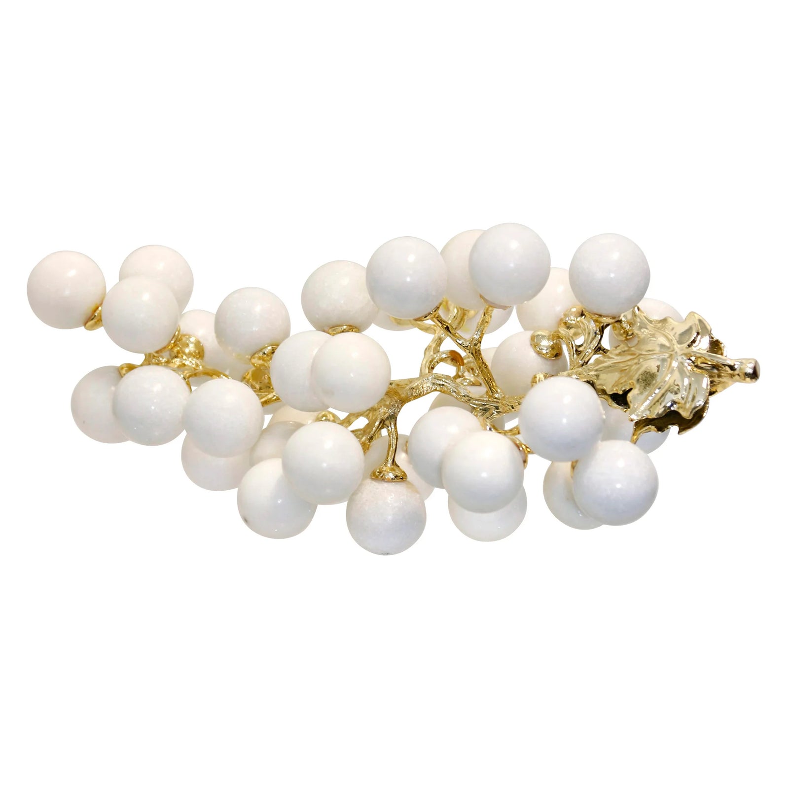 Pearl bracelet with gold clasp on a white background