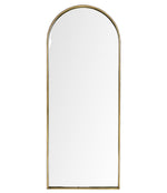 Arched mirror with gold frame on a white background