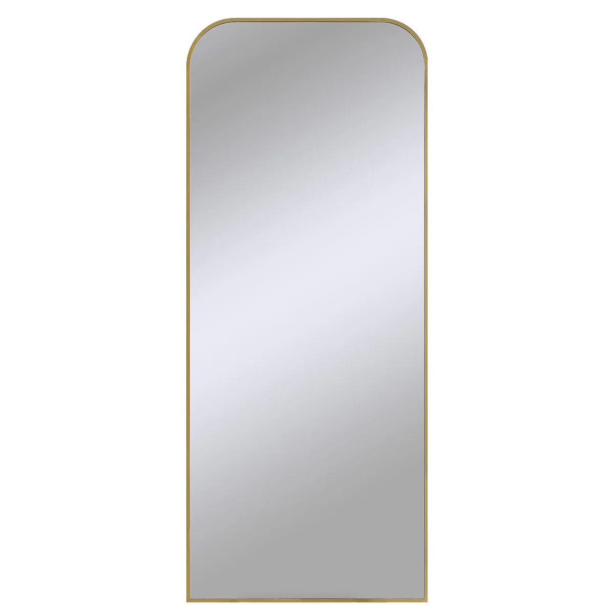 Rectangular mirror with a gold frame on a white background