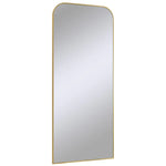 Rectangular mirror with gold frame on a white background