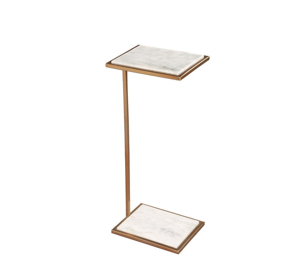 Small side table with marble top and base on a white background