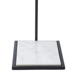 A rectangular marble end table with a black frame and a natural marble pattern, positioned against a white background.