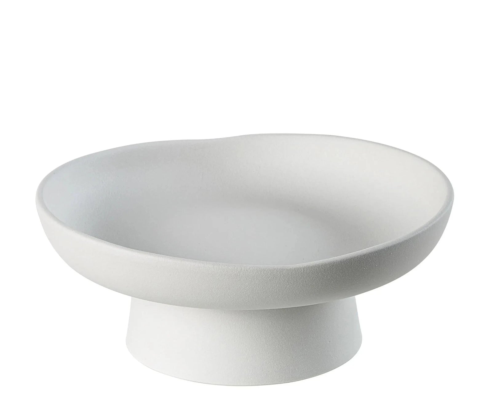 White ceramic pedestal bowl on a white background