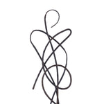 Cast aluminum statues with an oil rubbed bronze finish on a black base, in a minimalist design, portraying abstract curvilinear forms.