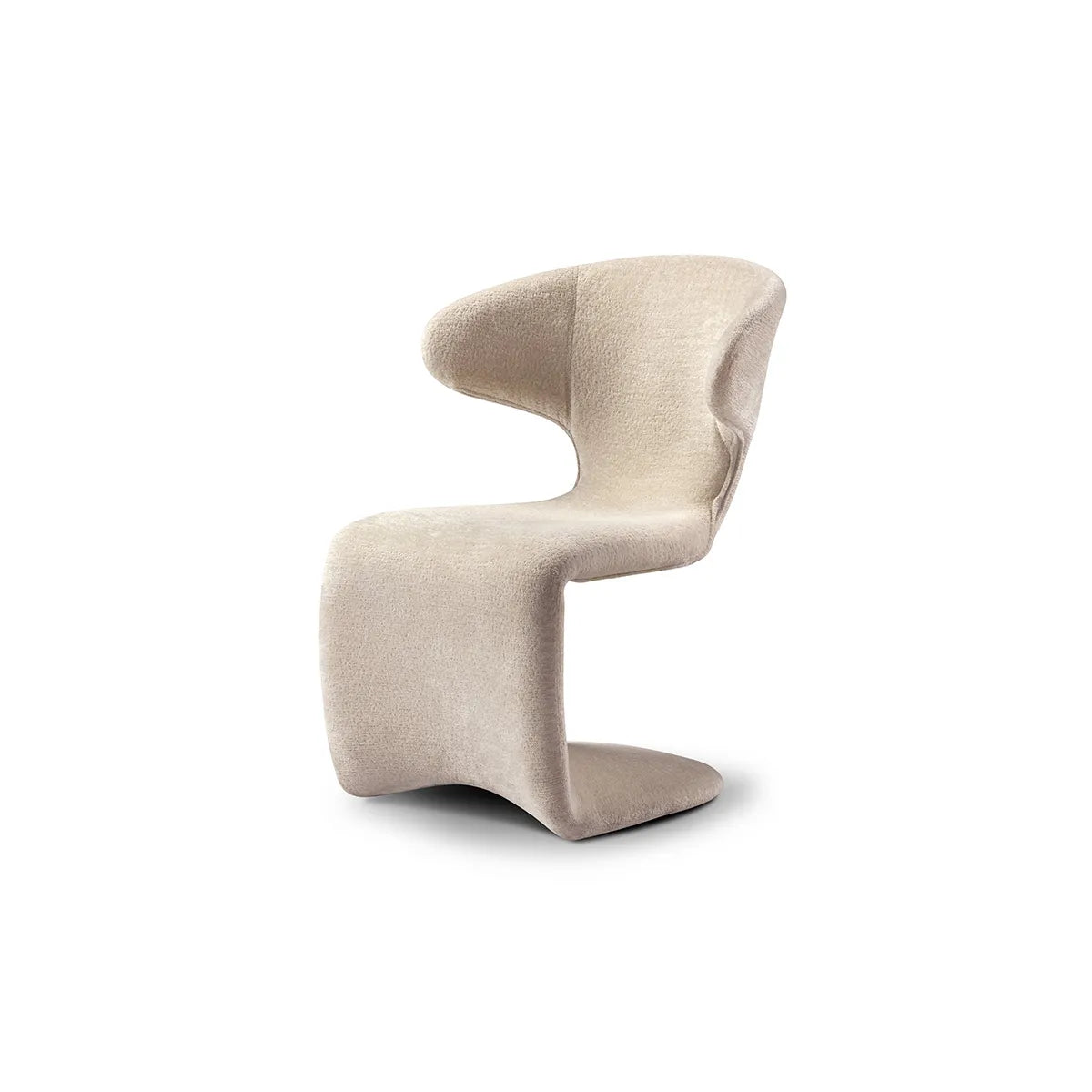 Beige chair with a wavy design on a white background