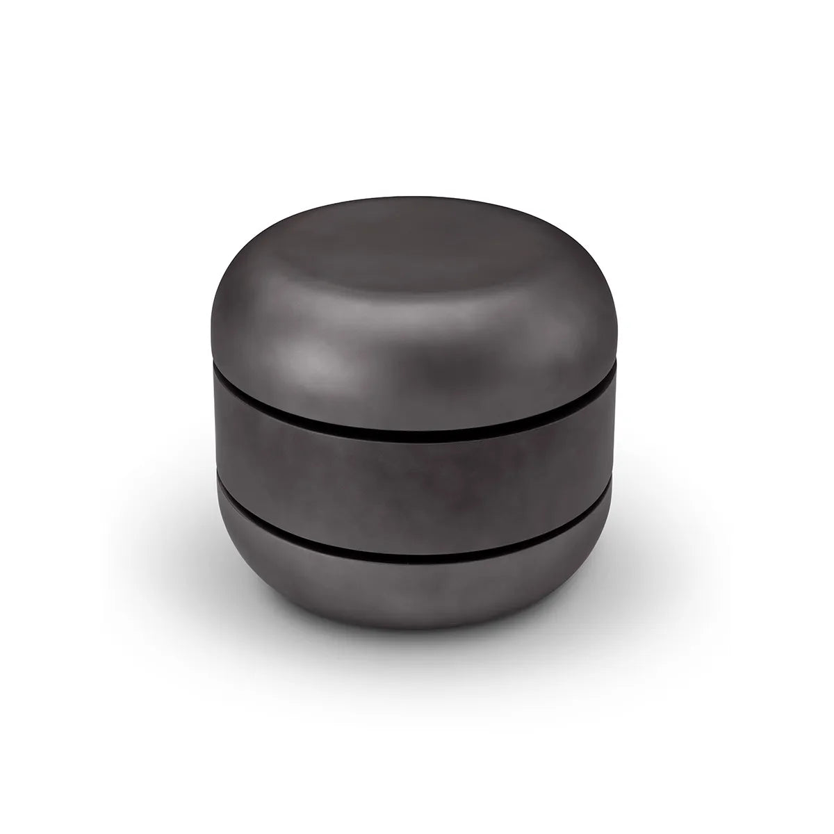 Black cylindrical container on a white background