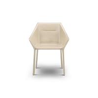 Beige chair with a geometric design on a white background