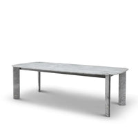 Rectangular table with a marble-like surface on a white background