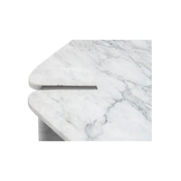Marble-patterned surface with a metallic handle on a white background