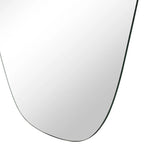 Close-up of a curved mirror with a black frame on a white background