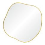 Set of three round wall-mounted mirrors with a satin brass finish and a gold border.