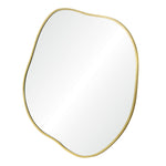Set of three round wall-mounted mirrors with a satin brass finish and a gold border.