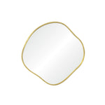 Set of three round wall-mounted mirrors with a satin brass finish and a gold border.