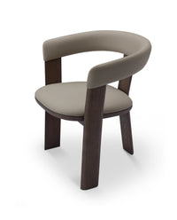 Chair with curved armrests and wooden legs on a white background