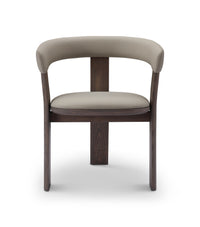 Chair with beige cushioned seat and backrest on a white background