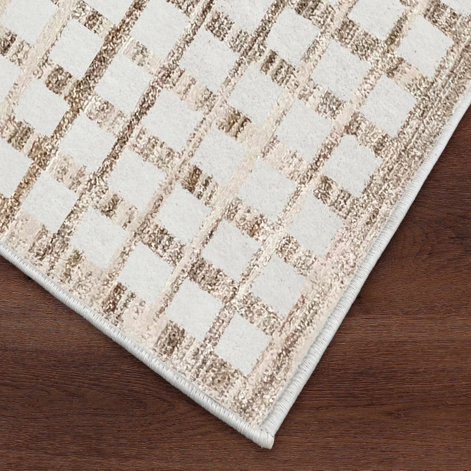 Neutral Grid Area Rug