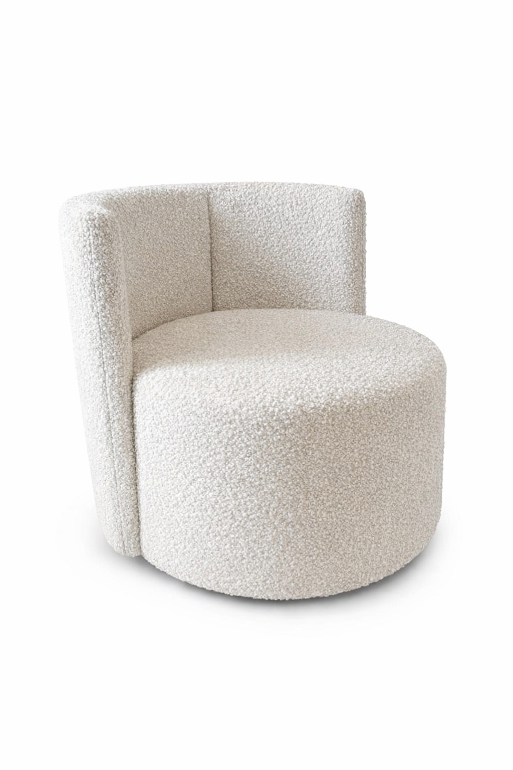 Round, textured chair on a white background