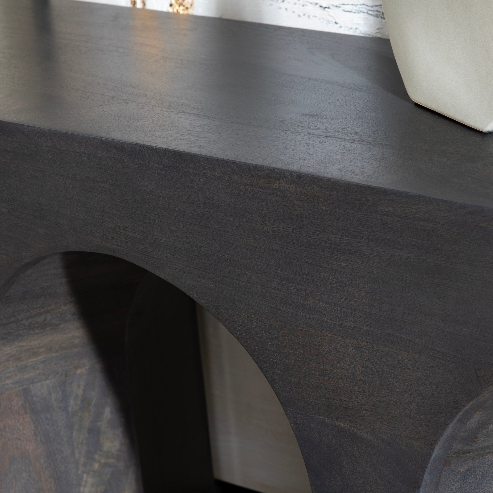 Dark wooden table with a smooth surface