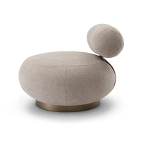 Modern beige ottoman with a spherical top on a white background