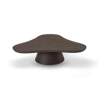 Wooden coffee table with a unique design on a white background