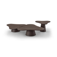 Modern brown coffee table with unique design on a white background