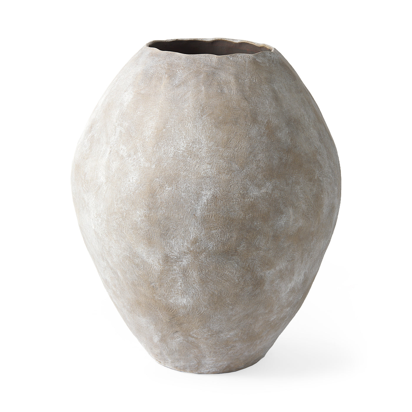 Textured gray vase on a white background