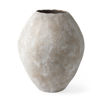 Textured gray vase on a white background