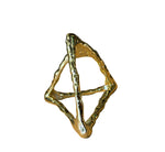 Gold geometric ring on a white background