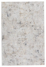 Textured area rug with a neutral color palette on a white background