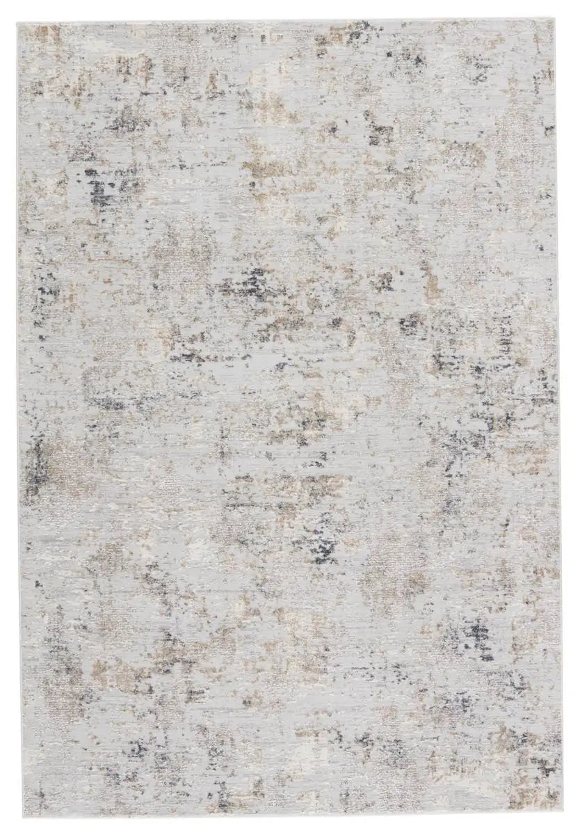 Textured area rug with a neutral color palette on a white background