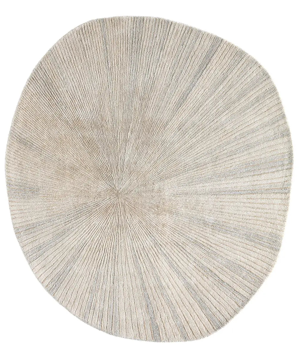 Round rug with a textured pattern on a white background