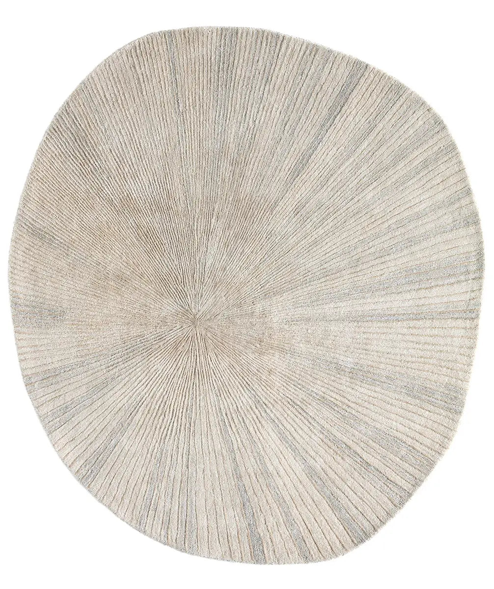 Round rug with a textured pattern on a white background