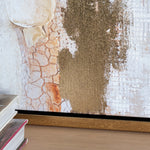 Hand painted abstract wall art/painting with gold accents, framed and displayed against a white background.