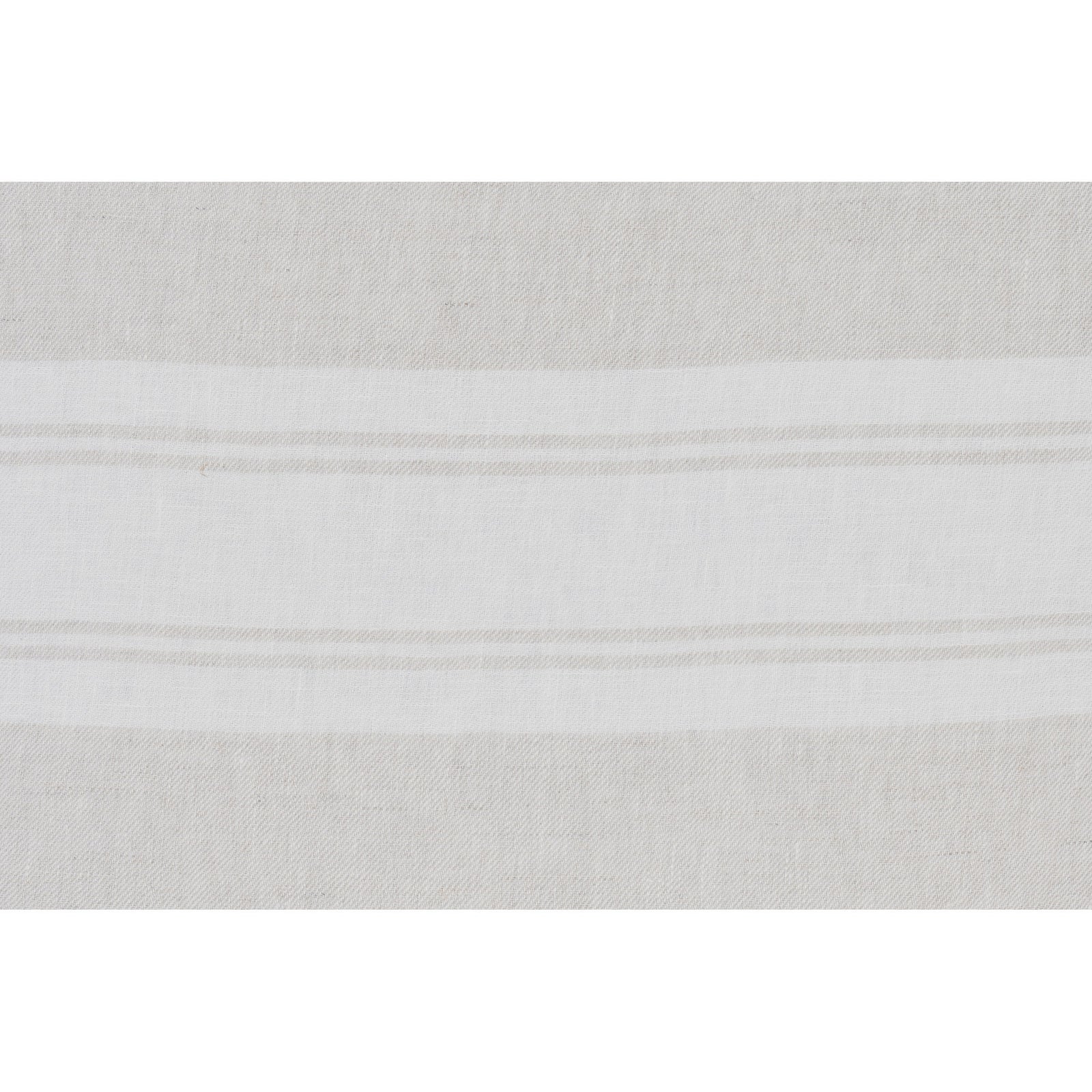 A square-shaped decorative pillow with a double-sided stripe pattern in natural and cream linen colors.