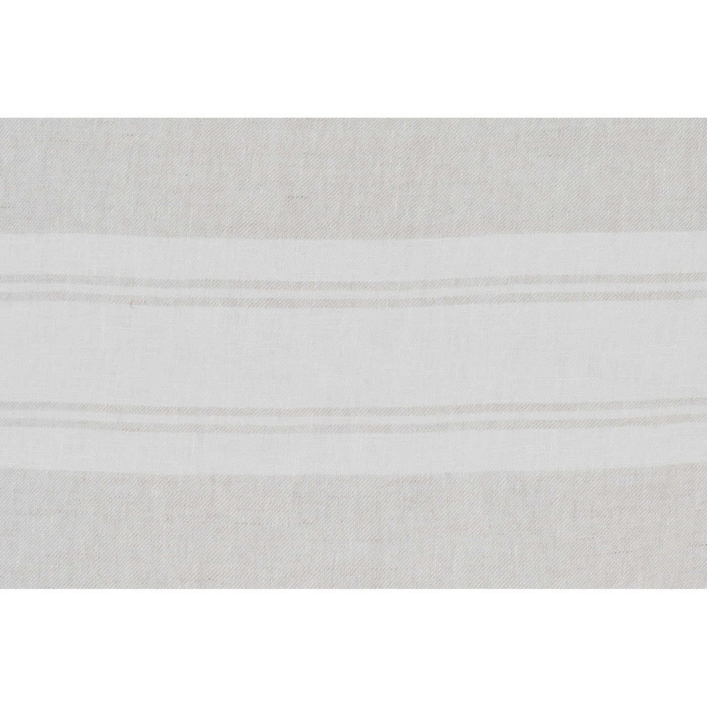 A square-shaped decorative pillow with a double-sided stripe pattern in natural and cream linen colors.