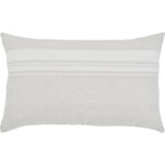 A square-shaped decorative pillow with a double-sided stripe design, featuring a natural and cream color palette.