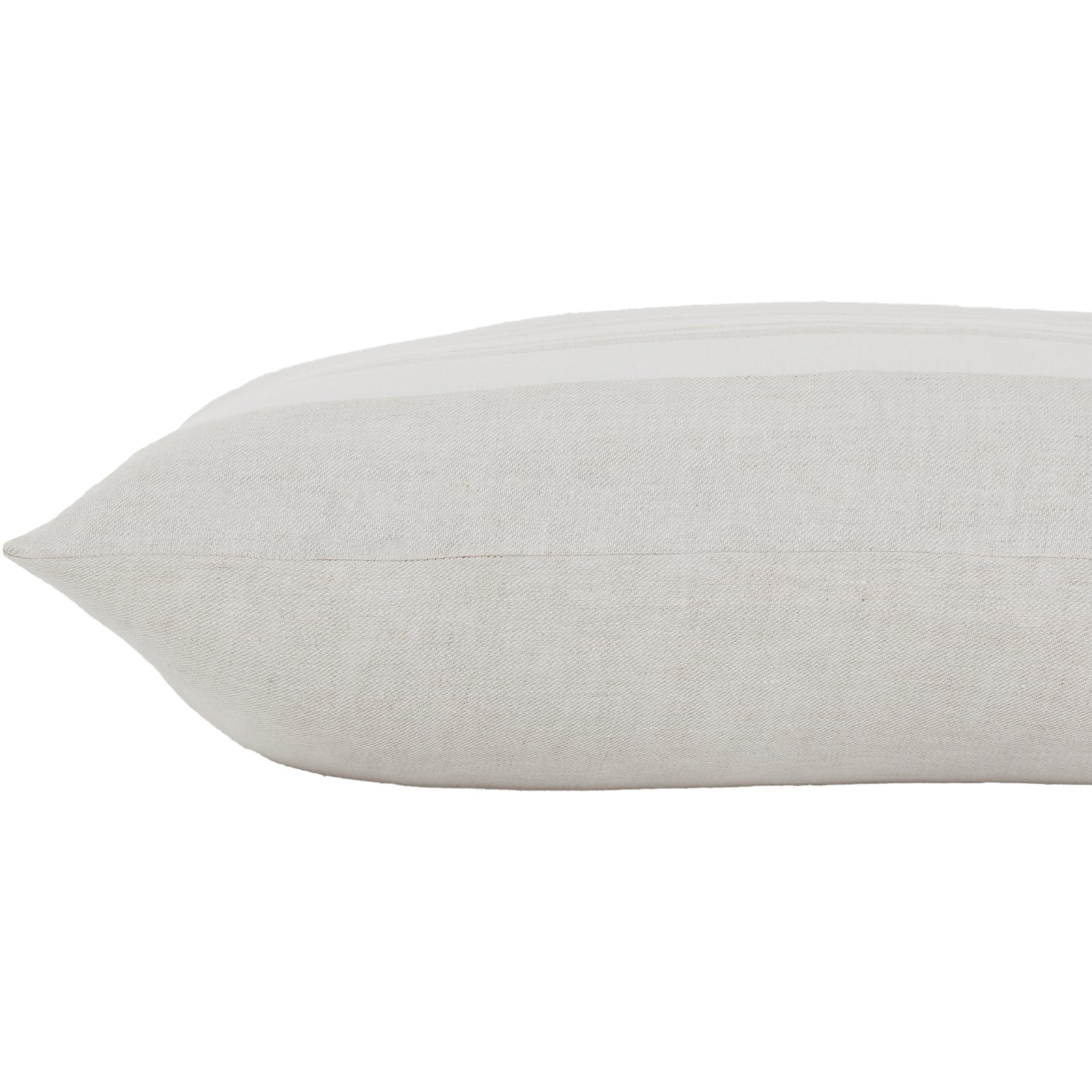 A square-shaped decorative pillow with a double-sided stripe design, featuring a natural and cream color palette.