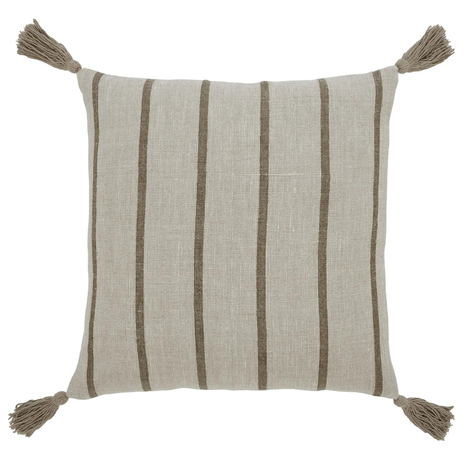 Striped pillow with tassels on a white background
