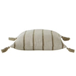 Striped pillow with tassels on a white background