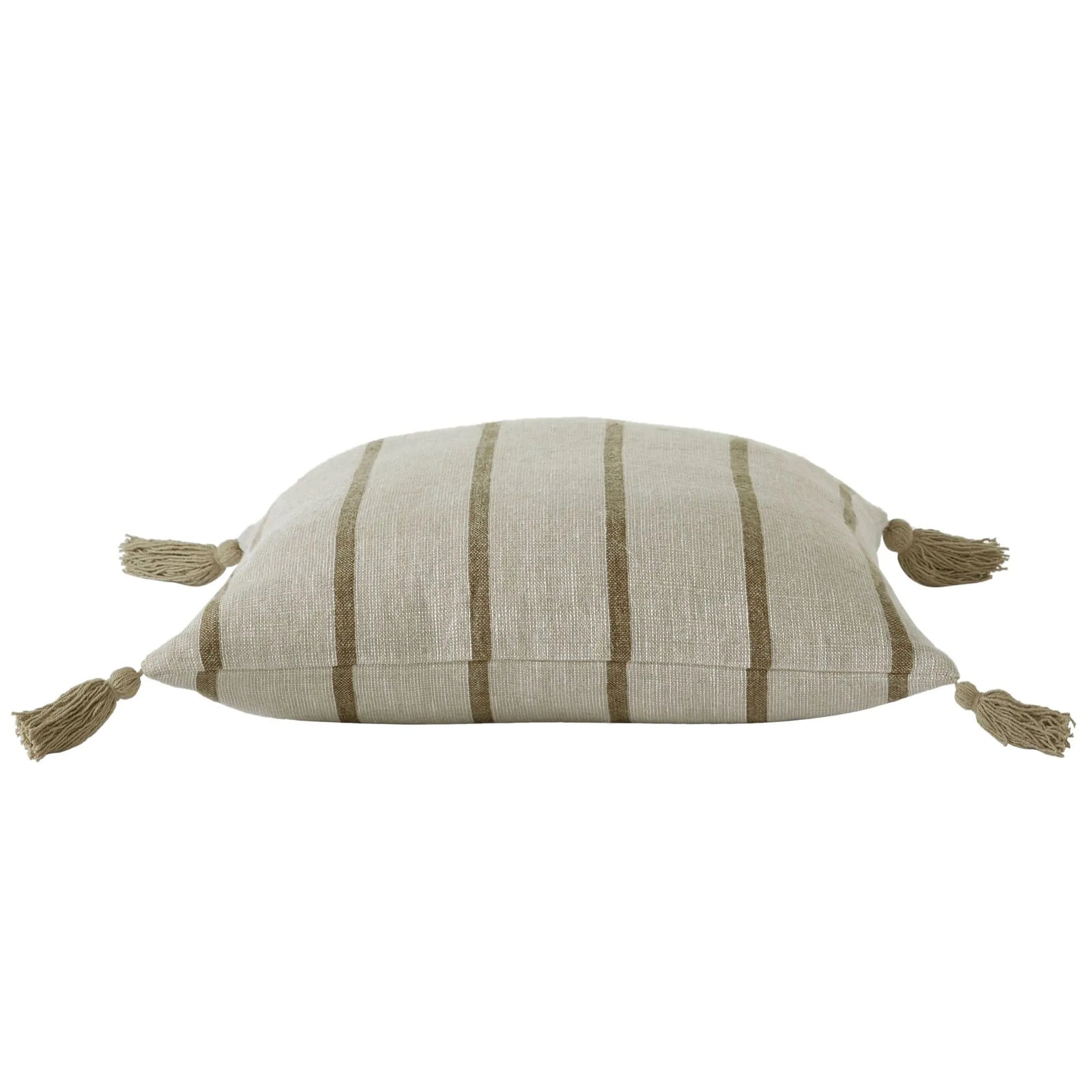 Striped pillow with tassels on a white background