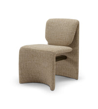 Beige upholstered chair on a white background