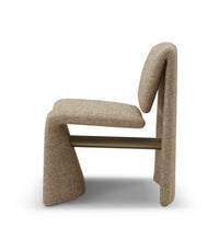 Beige chair with a unique design on a white background