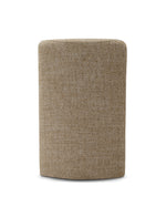 Beige textured cube stool on a white background
