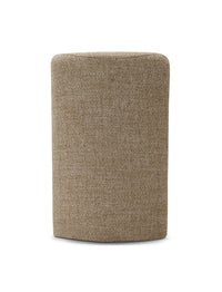 Beige textured cube stool on a white background