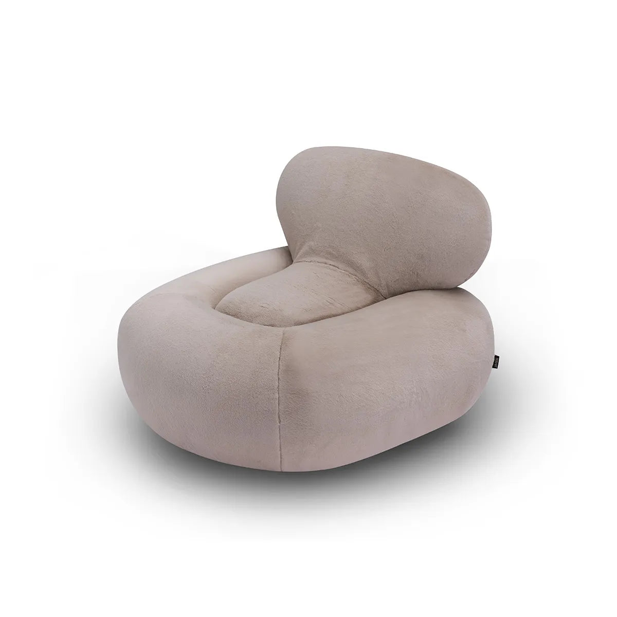 Beige cushion with a unique design on a white background